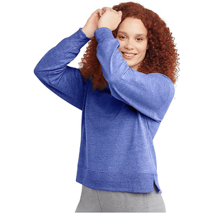 Custom OEM Royal Blue Loose Fit Long Sleeve <b>Plain</b> Pullover <b>Sweatshirt</b> High Quality Womens Women Crewneck <b>Sweatshirt</b> - Product Image 2