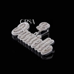 Venta al por mayor, colgante con nombre personalizado, moissanita, diamante, estilo Hip Hop, joyería para hombres y mujeres, disponible a precio de fábrica - Product Image 2