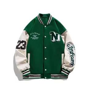 Veste universitaire vierge de créateur OEM avec logo personnalisé pour hommes veste universitaire pour hommes Streetwear avec écusson en chenille veste universitaire Letterman de baseball en cuir - Product Image 2