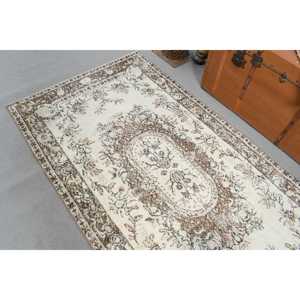 3.5x6.6 ft Vintage Turkish Rug, Accent Rug, <b>Brown</b> <b>Wool</b> Rug - Product Image 5
