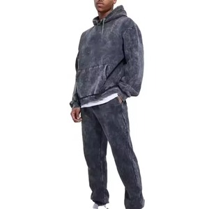 2025 Venta al por mayor personalizado ácido lavado Joggingwear hombres JoggingSuit y chándal hombres 2 piezas conjunto Sudadera con capucha y pantalones conjuntos para hombres - Product Image 1