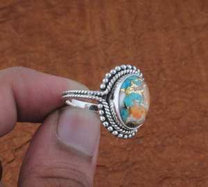 Anillo de Plata de Ley 925 con Ónice Verde Ostra de Corte Ovalado, Engaste de Bisel Hecho a Mano, Regalo de Aniversario de Bodas para Mujer - Product Image 3