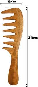 Faizacraft หวีไม้สะเดาป้องกันไฟฟ้าสถิตกระเป๋าฟันกว้างเครื่องมือจัดแต่งทรงผมแปรงหวีผมไม้ - Product Image 2