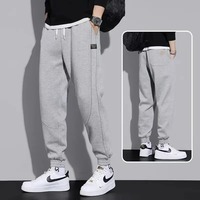 Celana Panjang Kasual Pria Ukuran Besar Model Longgar Musim Gugur, Fashion Sporty Remaja, Anti Air, Anti Kusut, Berlapis Fleece Bermotif