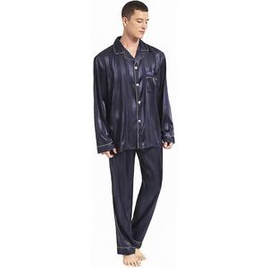 Ropa de dormir para hombre al por mayor, camisas de manga corta con pantalones, ropa de descanso clásica, conjunto de pijama de algodón para hombre - Product Image 3