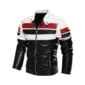 Haute qualité hommes décontracté moto coupe-vent mince fermeture éclair revers col Faux peau de mouton veste laine doublure Streetwear toile manteau - Product Image 5