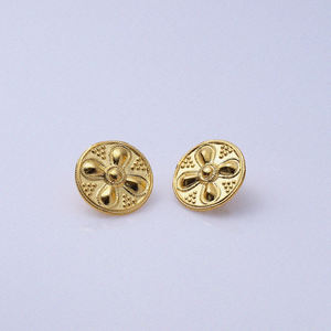 Boucles d'oreilles à la mode de forme ronde en argent sterling 925 plaqué or 22 carats bijoux turcs faits à la main - Product Image 4