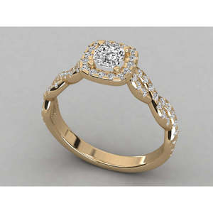 Anillo de Oro de 14K para Mujer con Diamantes Cultivados en Laboratorio con Corte Redondo/Cojín - Product Image 1