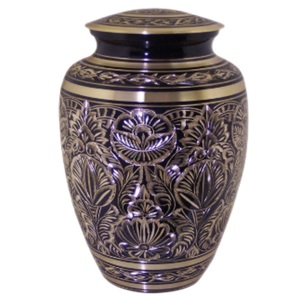 Urnas de cremación para adultos de latón de alta calidad con Peltre grabado y urnas funerarias de metal con acabado de color azul - Product Image 5