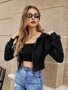 Sweat-shirt à capuche surdimensionné léger de haute qualité pour femmes, dernier style, fermeture éclair, avec logo personnalisé - Product Image 3