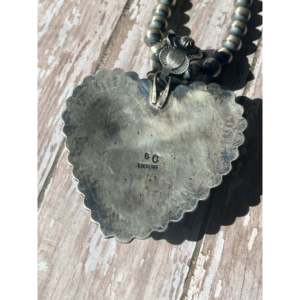 Colgante de Corazón de Shawn Cayatineto con Piedra Lunar y Turquesa Sleeping Beauty Engastada en Plata de Ley - Product Image 5