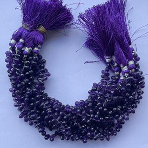 Piedra de amatista Africana Natural de 4mm, 6mm, 8mm, corte facetado, gotas de lágrima, cuentas Briolette, hebras, fabricación de joyas, collar, pulsera, cuentas - Product Image 1