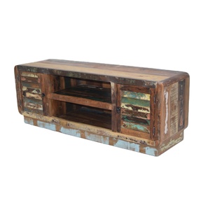 Mueble de TV Étnico Indio Antiguo de Madera Reciclada para Almacenamiento y Exhibición, para Sala de Estar, Dormitorio, Hotel, Apartamento, Villa, Entretenimiento - Product Image 1