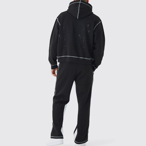 Chándales de gran tamaño para hombre de tela transpirable ligera con estampado de logotipo personalizado, ropa de Hip Hop para invierno, conjuntos al por mayor - Product Image 3