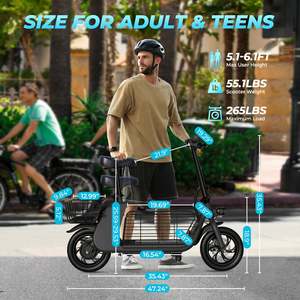 Scooter Eléctrico de Carga Windhorse C2, 450W, Plegable, con Cesta Multiusos, Velocidad de 15.6 mph, Alcance de 25 Millas, Batería de 36V/8Ah - Product Image 6