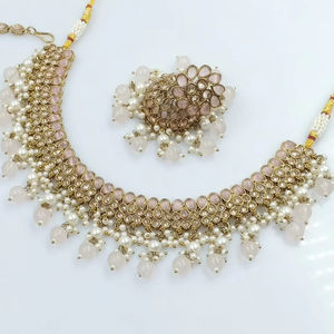 INDIAN TRADITIONAL and FASHIONABLE COPPER JEWELLERY <b>BRIDAL</b> WEDDING JEWELLERY <b>SET</b> for WOMEN EARRINGS and <b>NECKLACE</b> <b>SET</b> - Product Image 1