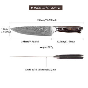 มีดเชฟสแตนเลสดามัสกัสสำหรับใช้ในห้องครัวงานตามสั่ง - Product Image 5