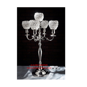 Chandelier globe en cristal doré à 5 bras, petit chandelier de table sur pied, bol en cristal, bougeoir fait à la main - Product Image 5