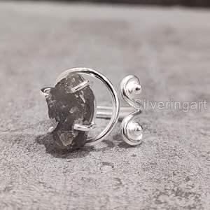 Rough Women's <b>Ring</b> Natural Labradorite Gemstone <b>Adjustable</b> Designer Christmas Gift Handmade Jewelry 925 <b>Sterling</b> <b>Silver</b> <b>Ring</b> - Product Image 5