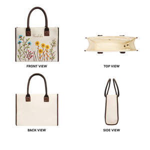 Bolso Tote Personalizado con Bordado de Girasol y Cierre, Auténtico, para Todas las Temporadas, Bolso de Mano de Lujo para Bodas, Reuniones, Días Normales y Visitas - Product Image 3