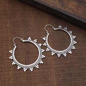 Exclusive Trendy 925 Sterling Silver Mandala Earrings Women's Sun Rays Hoop Jewelry for Parties Fine Fashionable <b>Wedding</b> Gift - Product Image 3