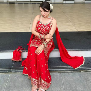 Ropa India y Pakistaní de la Mejor Calidad, Gharara Punjabi para Mujer, Salwar Kameez, Sexy, Elegante, Sin Arrugas, Protección Solar - Product Image 1