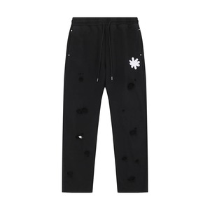 Pantalons de survêtement décontractés en molleton avec trous et cordon de serrage pour hommes, style streetwear, pantalon ample surdimensionné - Product Image 4