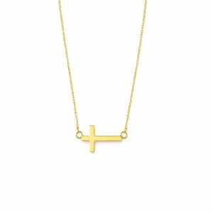Collana con Ciondolo a Croce in Oro Bianco con Preghiera Incisa, Gioielli Religiosi Cristiani Placcati Oro per Uso Quotidiano Unisex - Product Image 1