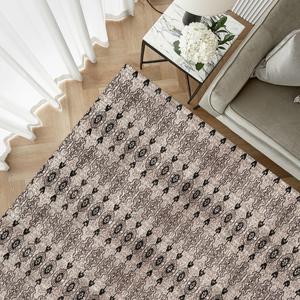 Alfombra con Estampado de Patrones Geométricos, Alfombra Suave y Afelpada Estilo Rústico, Alfombra Suave No Tejida - Product Image 4