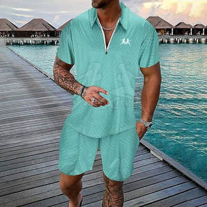 Conjunto de Polo y pantalones cortos Venta al por mayor Conjuntos de ropa deportiva de moda para hombres Camisas de manga corta Conjuntos de Polo y pantalones cortos - Product Image 4