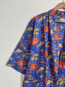 Bata de Dama de Honor con Estampado de Bloques, Bata Kimono de Algodón, Ropa de Dormir de Verano, Talla Única, Regalo al por Mayor para Invitados, Bata Boho - Product Image 4