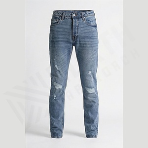 Jeans en denim lavé respirant de qualité supérieure pour l'hiver, coupe droite mi-taille pour homme, tissu extensible confortable, personnalisable - Product Image 1