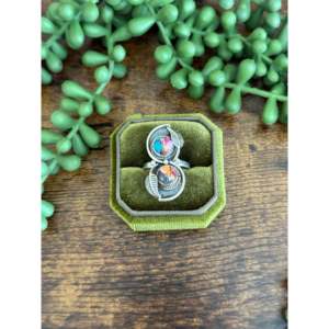 Southwest Handmade Mohave <b>Turquoise</b> Sterling Silver Statement <b>Ring</b> Size 8 - Product Image 1
