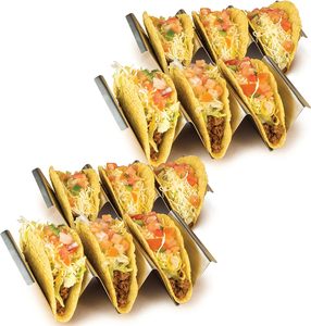 Wholesale Manufacturer Stainless Steel Stylish Taco Shell Holders Taco Holder Stand <b>with</b> Handles Kitchen Gadgets Supplies - Product Image 1