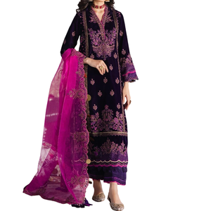 Atractivo vestido de terciopelo elegante vestido de terciopelo de tela suave cultural haga su propio vestido de terciopelo elegante MOQ bajo de moda - Product Image 4