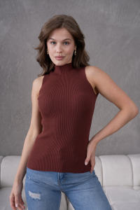 T-shirt tricoté sans manches à col roulé Body Slim Fit respirant anti-boulochage chemisier confortable et élégant personnalisable OEM - Product Image 6