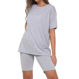 Conjuntos de dos piezas de verano para hombres y mujeres de manga corta para hombres y mujeres de secado rápido de algodón poliéster camisas y pantalones cortos conjuntos OEM - Product Image 1