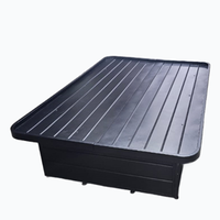 Bandeja Rectangular Negra de Acero Suave con Superficie Acanalada y Bordes Elevados para Uso Industrial, Motor de 220V, Bomba, Caja de Engranajes