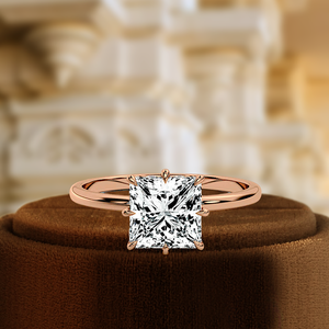 Bague de fiançailles en diamant princesse certifié IGI 1CT, or massif 14 carats, solitaire halo caché, 8 griffes, diamant de laboratoire cultivé, bague de mariage - Product Image 3