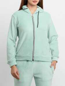 Moda callejera Ropa de mujer Chándales Precio barato Slim Fit Cremallera Sudadera con capucha y pantalón Conjuntos de 2 piezas - Product Image 5