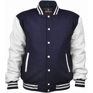 Veste universitaire pour hommes manches en cuir véritable et laine mélangée Letterman Boys College Varsity Jackets XS-5XL - Product Image 1