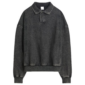 Sweat-shirt polo oversize pour hommes OEM Logo personnalisé Pull à épaules tombantes Polo d'hiver Col ras du cou Sweat-shirt épais et épais - Product Image 1