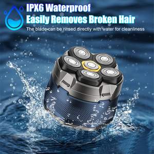 Afeitadora Eléctrica Rotativa para Hombre, Recargable, Uso en Seco/Húmedo, Recortadora de Pelo con Cinco Cuchillas, Idioma de Funcionamiento Alemán, Resistente al Agua IPX7, con Pantalla - Product Image 5