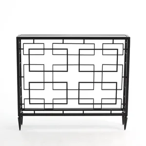 New Look In metal Modern Luxury Black Frame último diseño Mesa de consola Mesa superior de vidrio negro templado para uso en Hotel en casa - Product Image 1