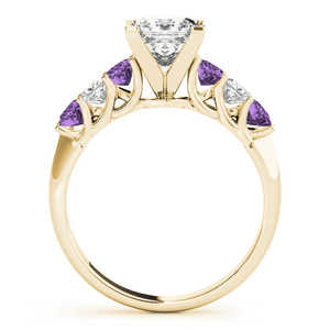 1.30ct Princess Cut Diamond & Amethyst Bridal <b>Set</b> in 18k Yellow Gold <b>Fine</b> <b>Jewelry</b> <b>Sets</b> - Product Image 4