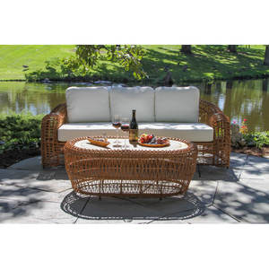 Alyshia, grupo de asientos de sofá de ratán de mimbre de 2 piezas con cojines Sunbrella para Patio al aire libre, sala de estar, ocio elegante - Product Image 1