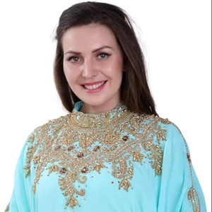 Robe de bal perlée robe Abaya musulmane pleine longueur cristal embelli antistatique caractéristique solide motif paillettes décoration tissée - Product Image 1