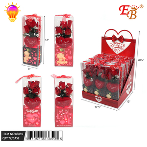 12 \ "fiore rosa rossa con luce 72 pz 6DIS(12)/CS per le decorazioni di san valentino - Product Image 1