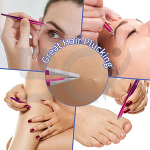 Pince à épiler les sourcils en acier inoxydable à pointe inclinée pour usage quotidien, lot de 4 pièces de qualité supérieure à double teinte - Product Image 6