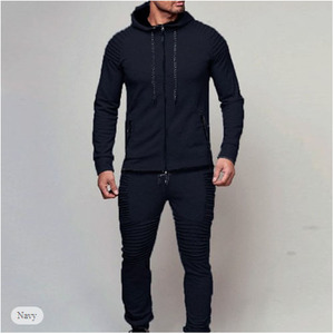 Chándal de invierno de manga larga con cremallera para hombre, chándal cómodo de algodón, estilo callejero transpirable y suave - Product Image 2